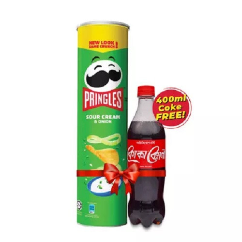 প্রিঙ্গেলস সোর ক্রিম ও অনিয়ন পটেটো চিপস (ফ্রী কোকা কোলা ৪০০ মিলি)