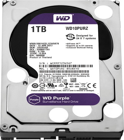 WD 1TB SURVEILLANCE HARD DRIVE (PURPLE) 3.5" SATA