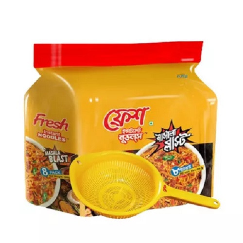 ফ্রেশ ইন্সট্যান্ট নুডলস মাসালা ব্লাস্ট ৮ প্যাক (ফ্রি স্ট্রেনার)